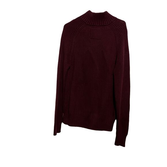 American Eagle Men’s Size Large Maroon Chunky Knit Button Collar Sweater - Picture 7 of 7